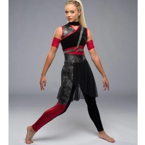 AWISH COME TRUE AWCT Performance Sequin Dramatic Color Guard Dress Dance Size S